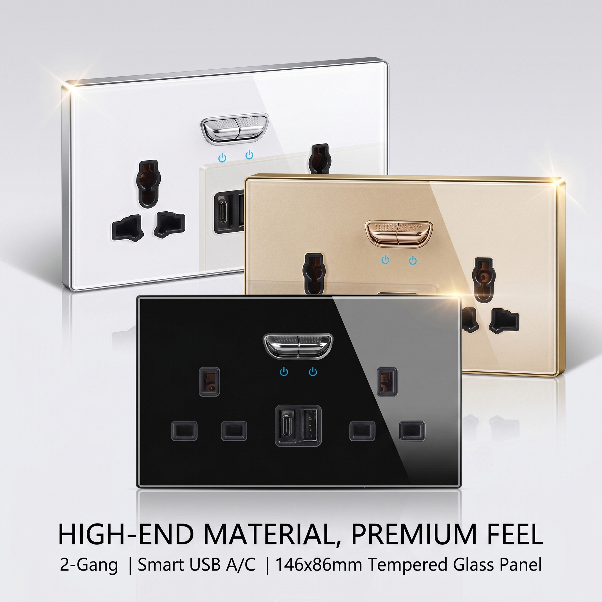 Home Office Of Uk - Luxury Tempered Glass UK UN Socket