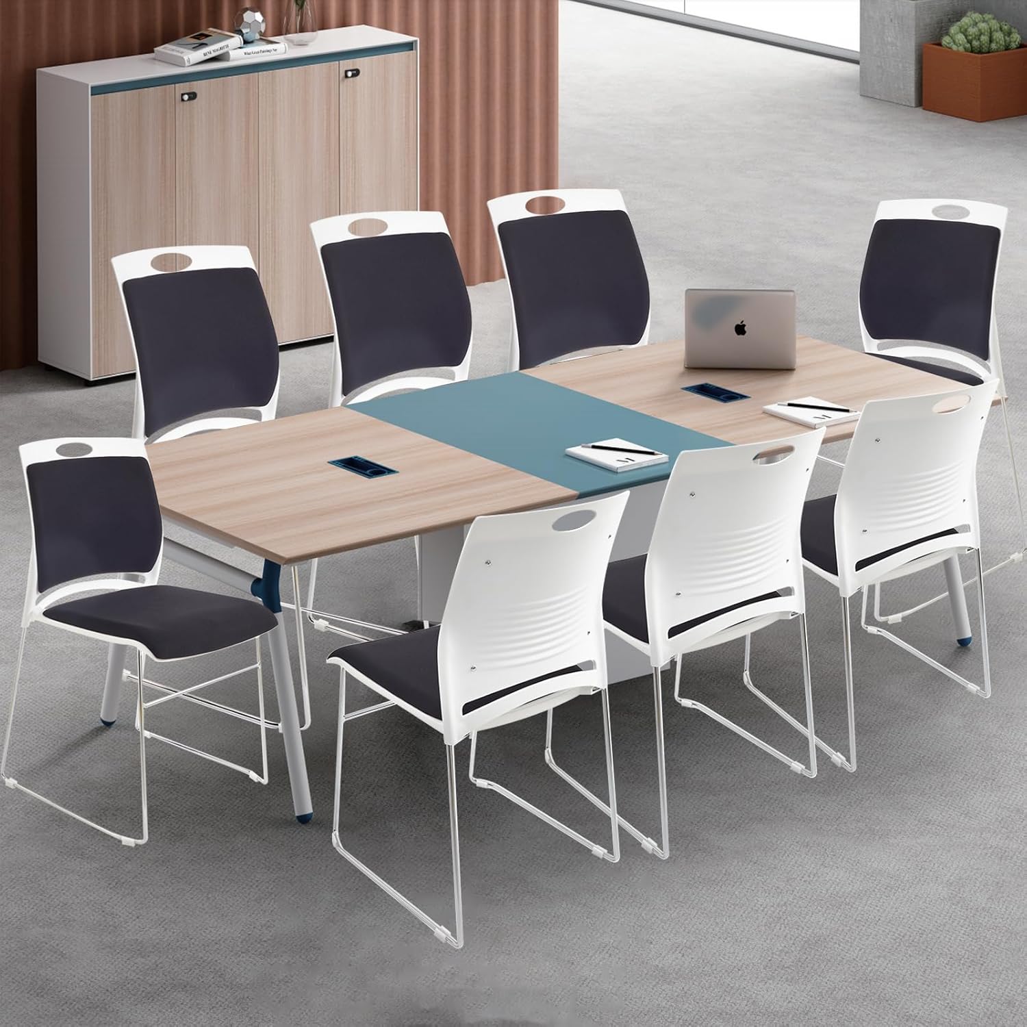 Home Office Guest Room - 8 Pack Stacking Chairs Set Black