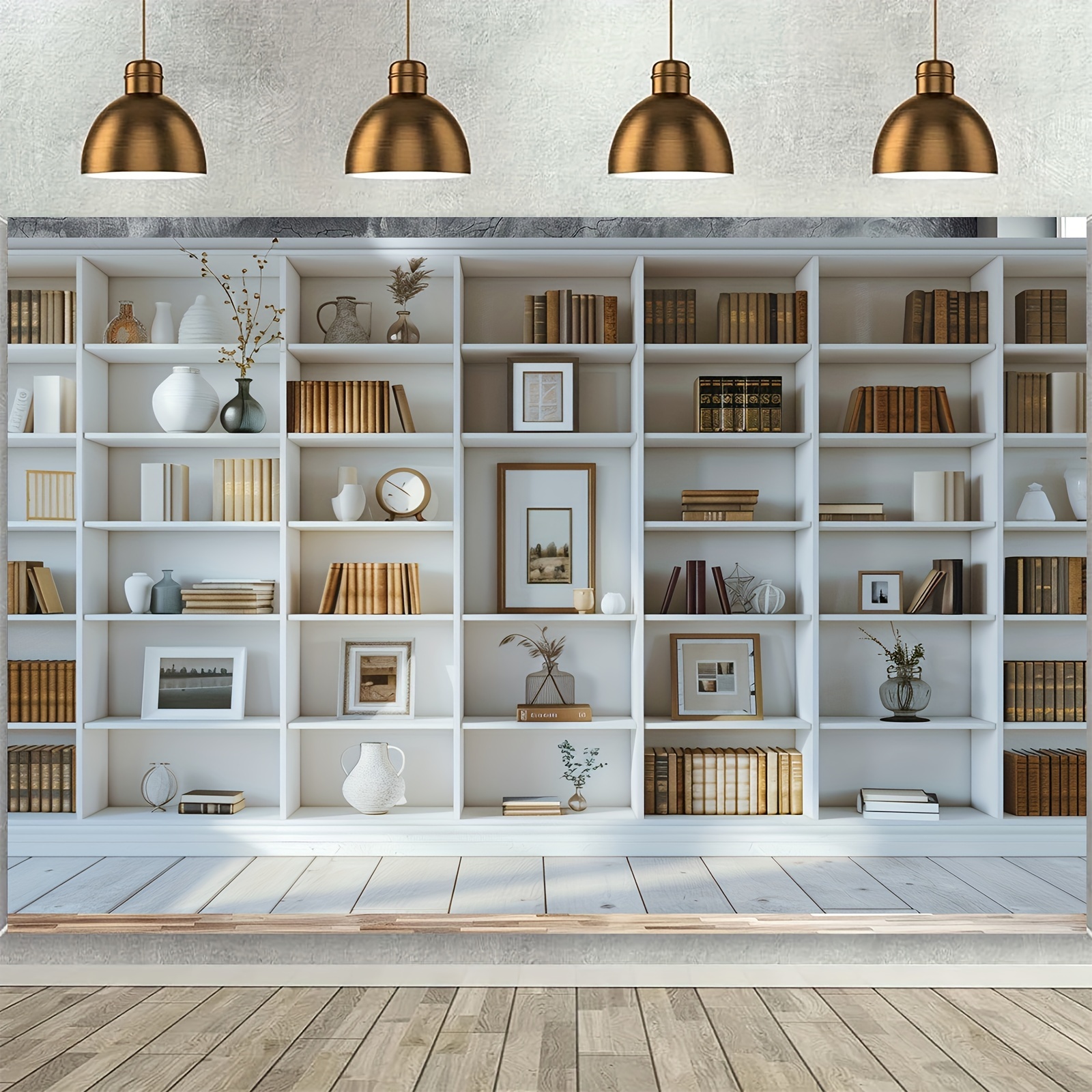 1pc White Bookshelf background - Home Office Zoom Background Free 评论和价格