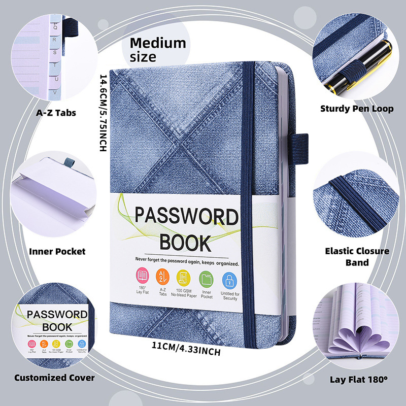 B6 Denim Texture Password Book - Home Office Phone Number 评论和价格