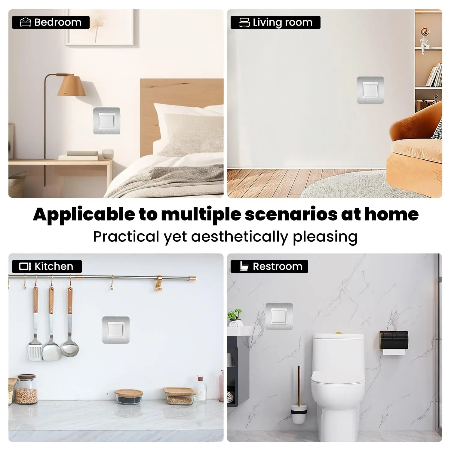 4pcs Silvery Self-Adhesive Lig - Home Office Of Uk 评论和价格