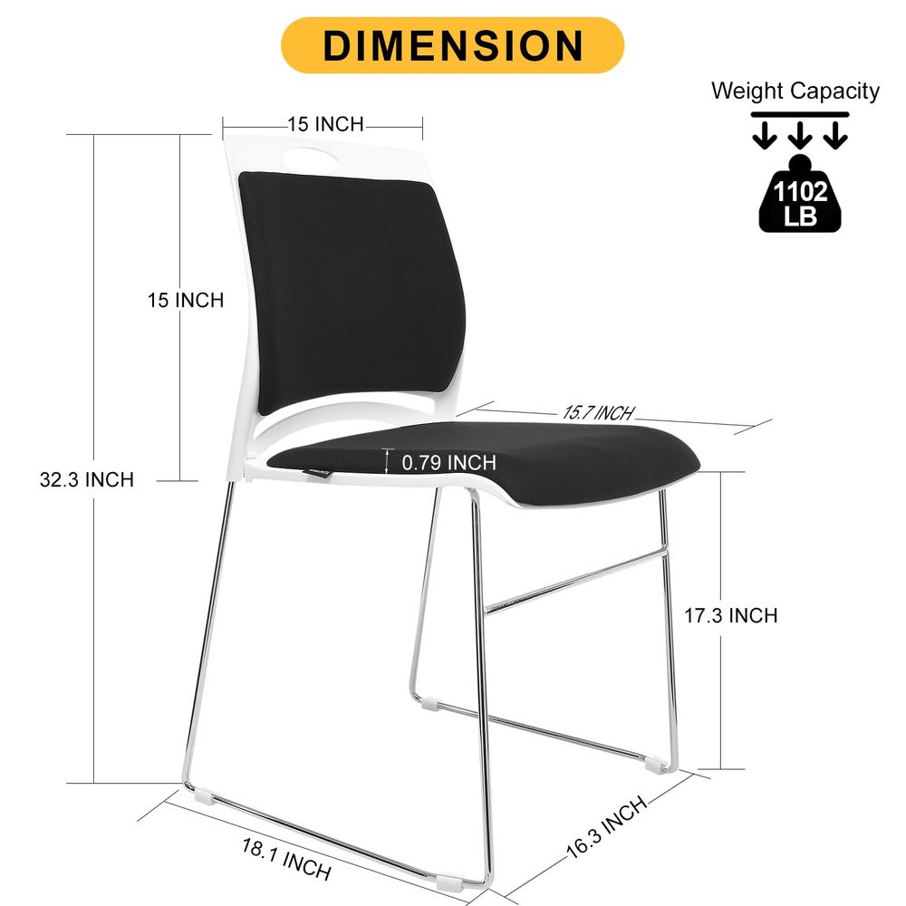 Chairs Set of 12 Black Stackab - Home Office Guest Room 评论和价格