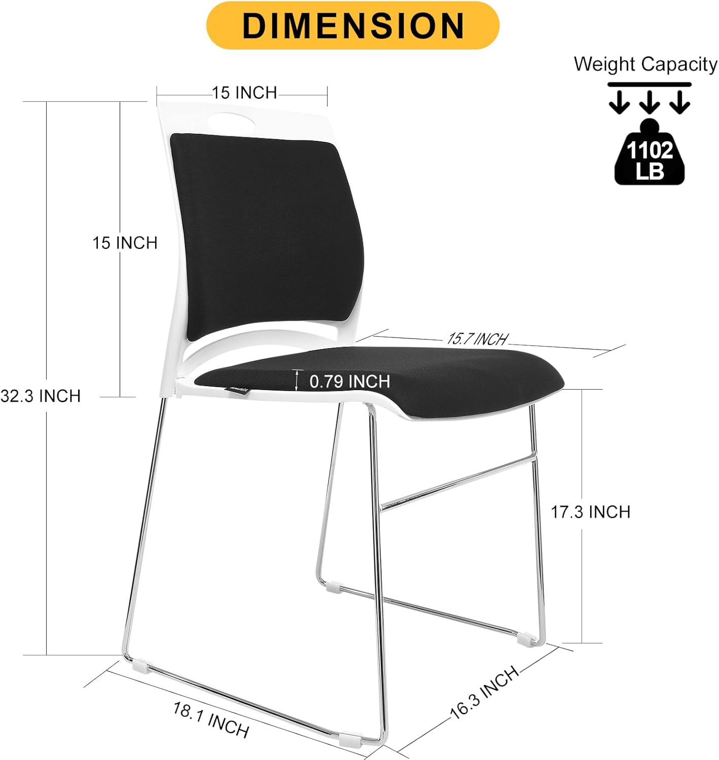 8 Pack Stacking Chairs Set Bla - Home Office Guest Room 评论和价格