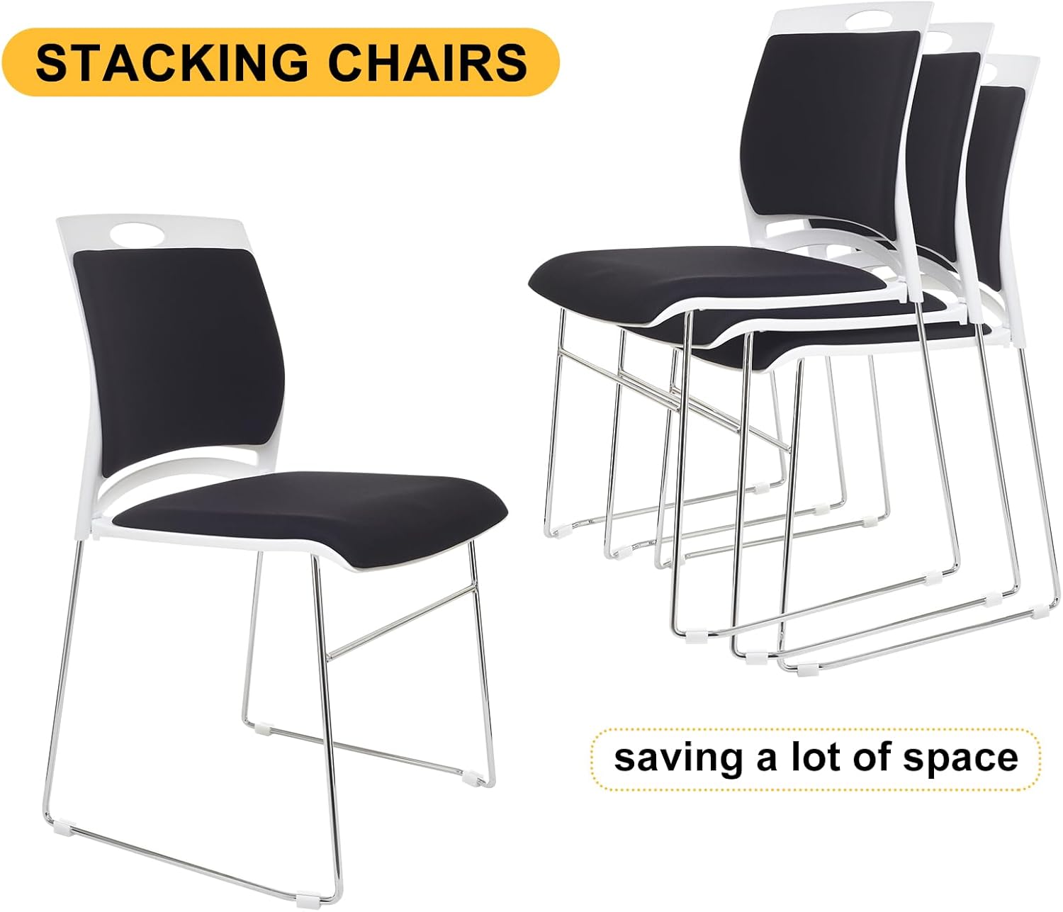 8 Pack Stacking Chairs Set Bla - Home Office Guest Room 评论和价格