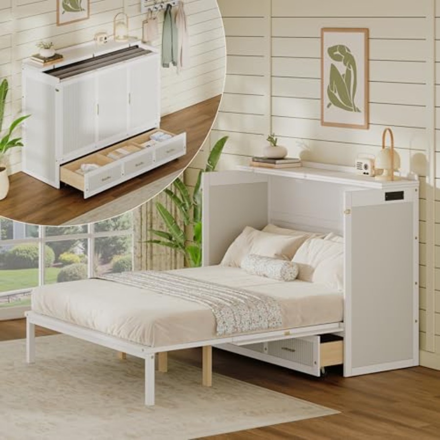 Queen Murphy Bed Cabinet with  - Home Office Guest Room 评论和价格