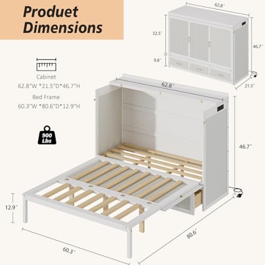 Queen Murphy Bed Cabinet with  - Home Office Guest Room 评论和价格