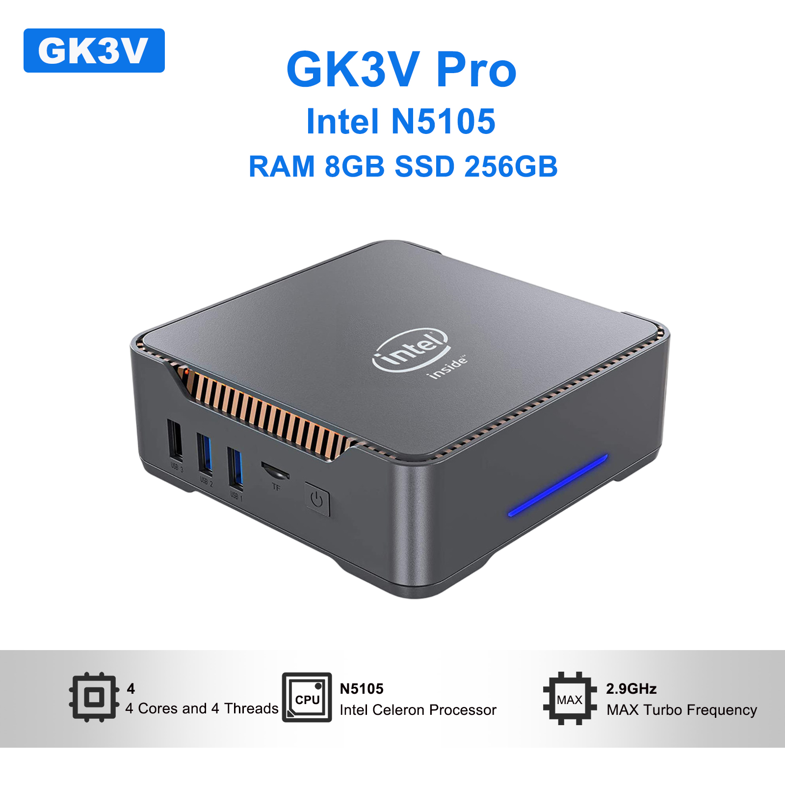 GK3V Pro mini pc Intel N5105 R - Home Office Pro 评论和价格